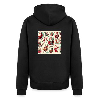 Weihnachtlicher Rahmen - Unisex Premium Bio Zip Hoodie - Schwarz - Hinten - Nico (187cm)