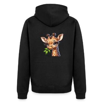 Baby-Giraffe - Unisex Premium Bio Zip Hoodie - Schwarz - Hinten - Nico (187cm)
