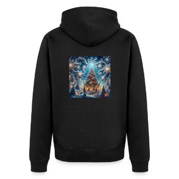 Fraktalpicture of a snowy X-Mas - Unisex Premium Bio Zip Hoodie - Schwarz - Hinten - Nico (187cm)