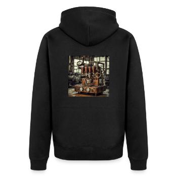 Steampunk Espresso - Unisex Premium Organic Zip Hoodie - black - Back - Nico (187cm)