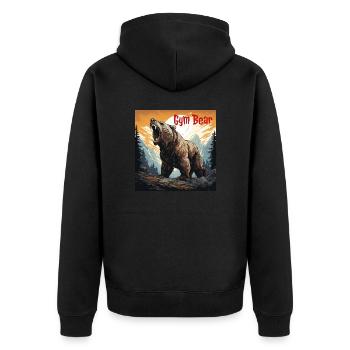 Gym Bear Fitness - Unisex Premium Organic Zip Hoodie - black - Back - Nico (187cm)