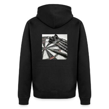 Dartboard - Unisex Premium Bio Zip Hoodie - Schwarz - Hinten - Nico (187cm)