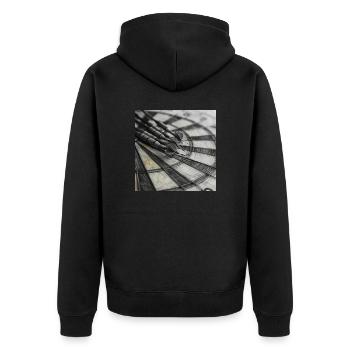 Dartboard - Unisex Premium Bio Zip Hoodie - Schwarz - Hinten - Nico (187cm)