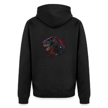 T rexbot - Unisex Premium Organic Zip Hoodie - black - Back - Nico (187cm)