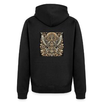 Vogel Mandala mit Blumen - Unisex Premium Bio Zip Hoodie - Schwarz - Hinten - Nico (187cm)