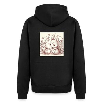 Eichhörnchen Liebe - Unisex Premium Bio Zip Hoodie - Schwarz - Hinten - Nico (187cm)