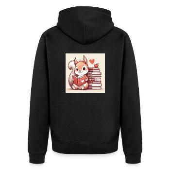Eichhörnchen - Unisex Premium Bio Zip Hoodie - Schwarz - Hinten - Nico (187cm)