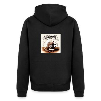 Warmth in every Sip - Unisex Premium Organic Zip Hoodie - black - Back - Nico (187cm)