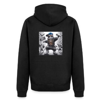 MC Meow - Unisex Premium Bio Zip Hoodie - Schwarz - Hinten - Nico (187cm)