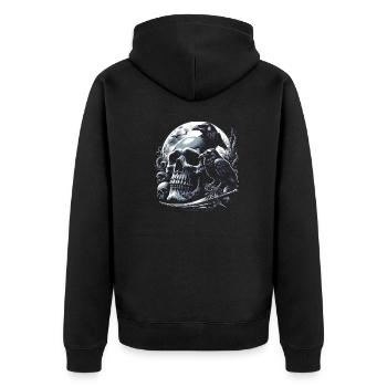 Mondschein-Requiem - Unisex Premium Bio Zip Hoodie - Schwarz - Hinten - Nico (187cm)