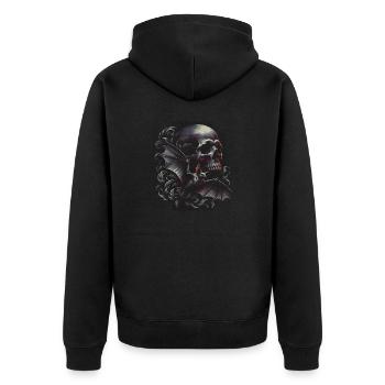 Skull and Bat - Unisex Premium Organic Zip Hoodie - black - Back - Nico (187cm)