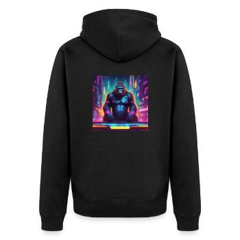 Gorilla - Unisex Premium Bio Zip Hoodie - Schwarz - Hinten - Nico (187cm)