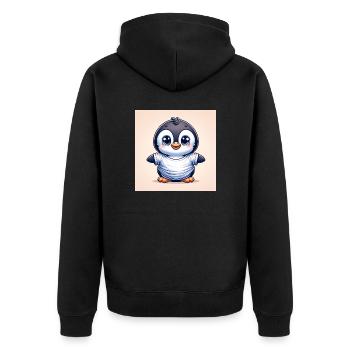 Penguins two - Unisex Premium Organic Zip Hoodie - black - Back - Nico (187cm)
