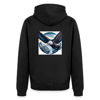 Eagle - Unisex Premium Organic Zip Hoodie - black - Back - Nico (187cm)