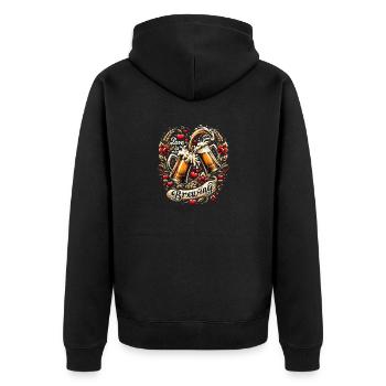 Heart & Hops : L’amour se prépare - Veste à capuche bio Premium Unisexe - noir - Dos - Nico (187cm)