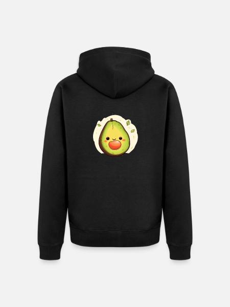 Happy avocado with pit - Unisex Premium Organic Zip Hoodie - black