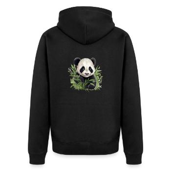 Panda mignon jetant un coup d’œil hors d’un buisson - Veste à capuche bio Premium Unisexe - noir - Dos - Nico (187cm)