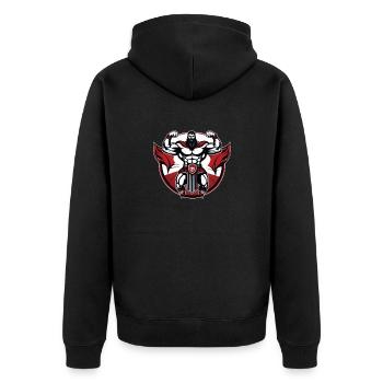 Gym Shirt , Training Logo , Fitness , Gladiator - Unisex Premium Bio Zip Hoodie - Schwarz - Hinten - Nico (187cm)