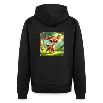 Dessin animé faon - Veste à capuche bio Premium Unisexe - noir - Dos - Nico (187cm)