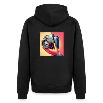 Retro-Kamera - Unisex Premium Bio Zip Hoodie - Schwarz - Hinten - Nico (187cm)