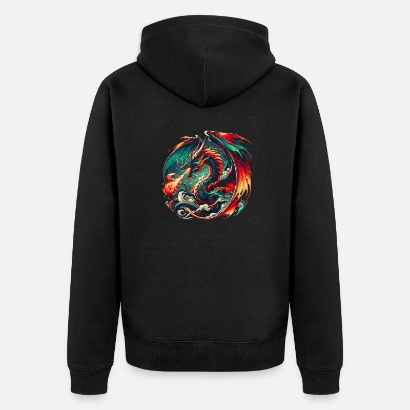 Spirale de dragon infernal - Veste à capuche bio Premium Unisexe - noir
