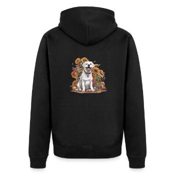 cute dog dog anime design - Unisex Premium Bio Zip Hoodie - Schwarz - Hinten - Nico (187cm)