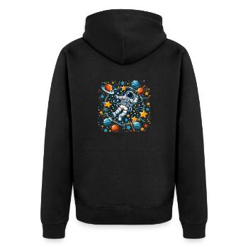 Astronaut in space - Unisex Premium Bio Zip Hoodie - Schwarz - Hinten - Nico (187cm)