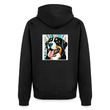 Bernese Dog Risography Vector Style - Unisex Premium Organic Zip Hoodie - black - Back - Nico (187cm)