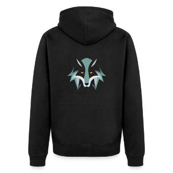 Wilde Skizze: Wolf - Unisex Premium Bio Zip Hoodie - Schwarz - Hinten - Nico (187cm)