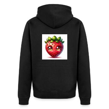 Strawberry Love - Unisex Premium Organic Zip Hoodie - black - Back - Nico (187cm)