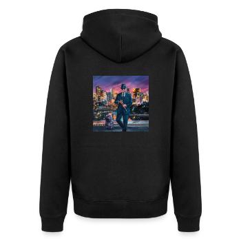LA GANSTA - Unisex Premium Bio Zip Hoodie - Schwarz - Hinten - Nico (187cm)