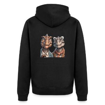 Senior Dino - Unisex Premium Organic Zip Hoodie - black - Back - Nico (187cm)