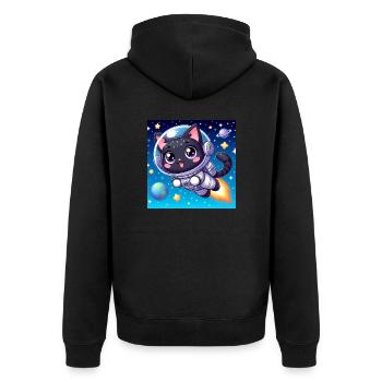 Cute space cat with jetpack in space - Unisex Premium Organic Zip Hoodie - black - Back - Nico (187cm)
