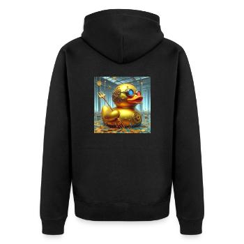 Canard de bain Or Surréaliste Steampunk Abstrait - Veste à capuche bio Premium Unisexe - noir - Dos - Nico (187cm)