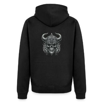 Tapferkeit der Wikinger - Unisex Premium Bio Zip Hoodie - Schwarz - Hinten - Nico (187cm)