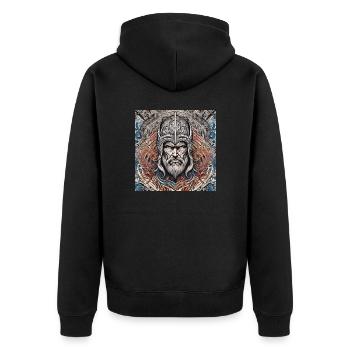 THOR - Unisex Premium Bio Zip Hoodie - Schwarz - Hinten - Nico (187cm)