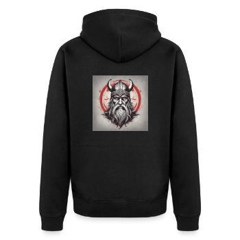 Odin Wikinger Gott - Unisex Premium Bio Zip Hoodie - Schwarz - Hinten - Nico (187cm)