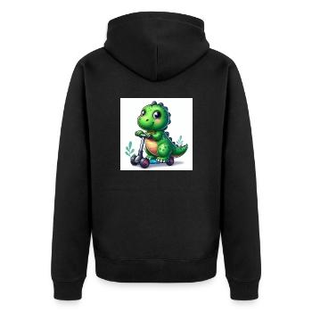 Dinosaure vert sur un scooter - Veste à capuche bio Premium Unisexe - noir - Dos - Nico (187cm)