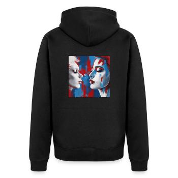 face to face - Unisex Premium Organic Zip Hoodie - black - Back - Nico (187cm)