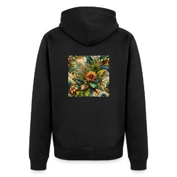 Vibrant Botanical Extravaganza - Unisex Premium Organic Zip Hoodie - black - Back - Nico (187cm)