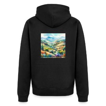 group1 3 - Unisex Premium Organic Zip Hoodie - black - Back - Nico (187cm)