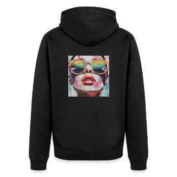 Psychedelic Shades - Unisex Premium Bio Zip Hoodie - Schwarz - Hinten - Nico (187cm)