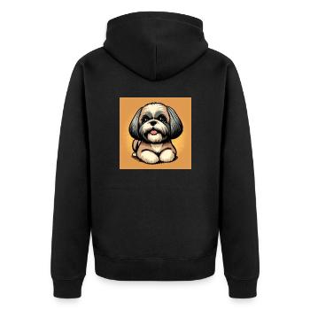 Pawsome Shih Tzu Delight - Unisex Premium Bio Zip Hoodie - Schwarz - Hinten - Nico (187cm)
