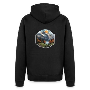 Swiss Mountains - Unisex Premium Organic Zip Hoodie - black - Back - Nico (187cm)
