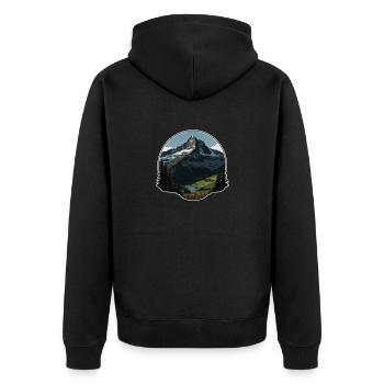 Swiss Mountains - Unisex Premium Organic Zip Hoodie - black - Back - Nico (187cm)