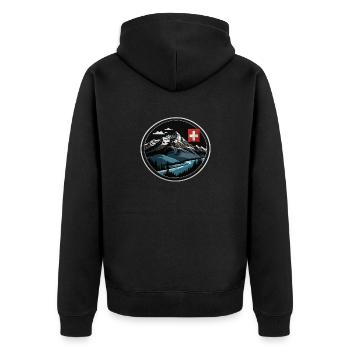 Montagnes suisses - Veste à capuche bio Premium Unisexe - noir - Dos - Nico (187cm)