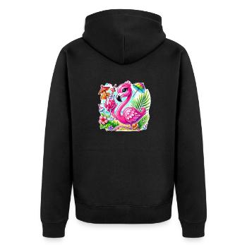 Flamingo - Unisex Premium Bio Zip Hoodie - Schwarz - Hinten - Nico (187cm)