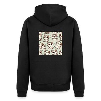 smile cat - Unisex Premium Bio Zip Hoodie - Schwarz - Hinten - Nico (187cm)