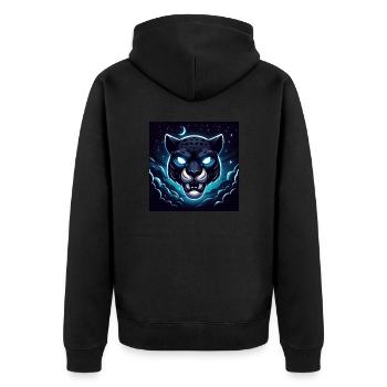 Leopard - Unisex Premium Bio Zip Hoodie - Schwarz - Hinten - Nico (187cm)