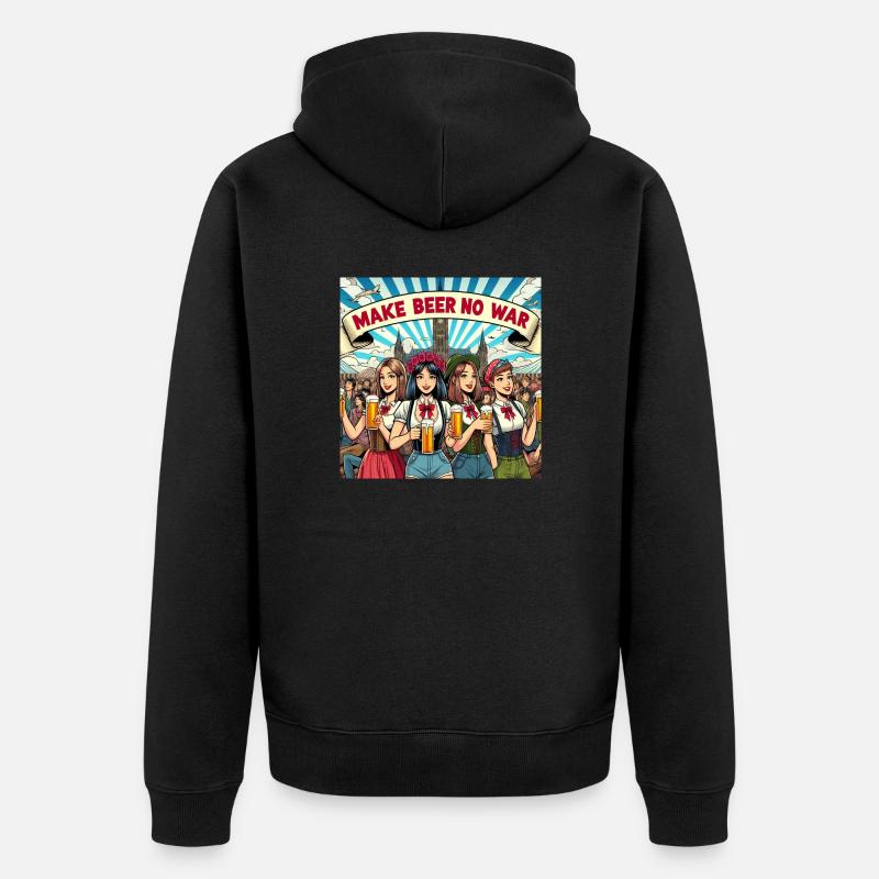 MAKE BEER NO WAR4 - Unisex Premium Bio Zip Hoodie - Schwarz
